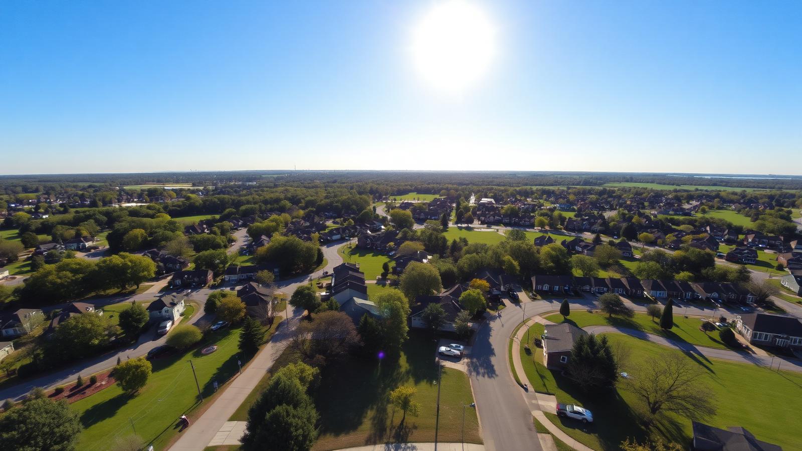 Aerial view of Huntsville Alabama neighborhood