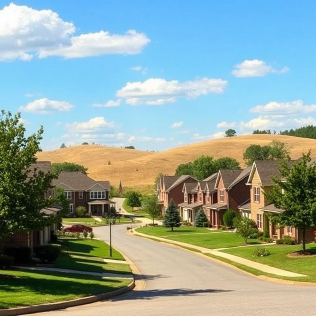 Newer-construction homes on rolling hills in Owens Cross Roads Alabama